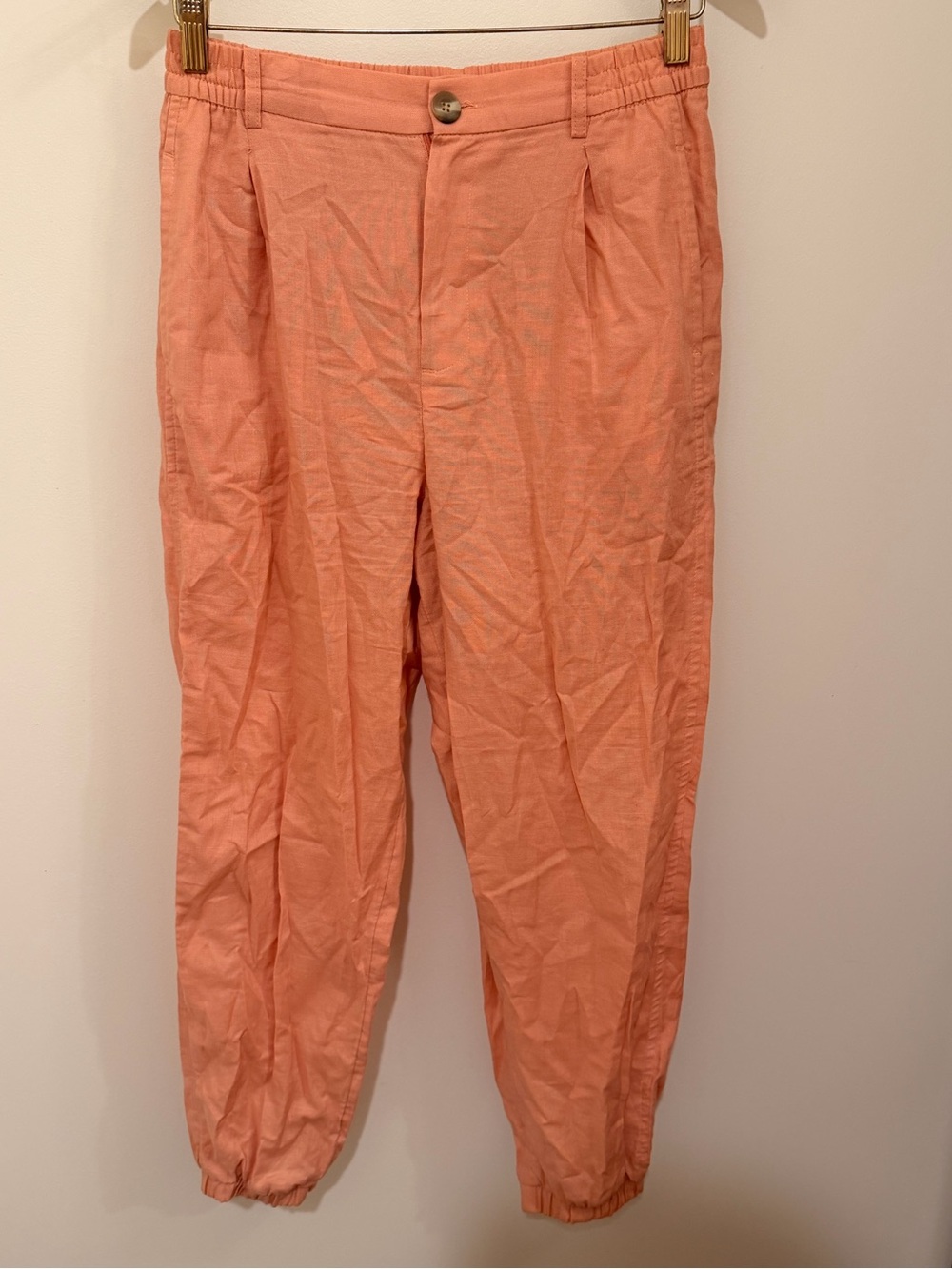 Patprimo Women's Coral Pink Chinos with Elastic Ankles Size 8